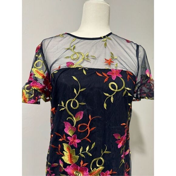 Trina Turk MWT Embroidered multicolor mesh top dress 4 - Picture 9 of 9